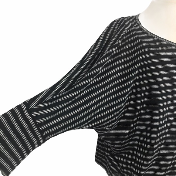 Joie Ashlee Black And White Striped Linen Top M - Picture 7 of 8